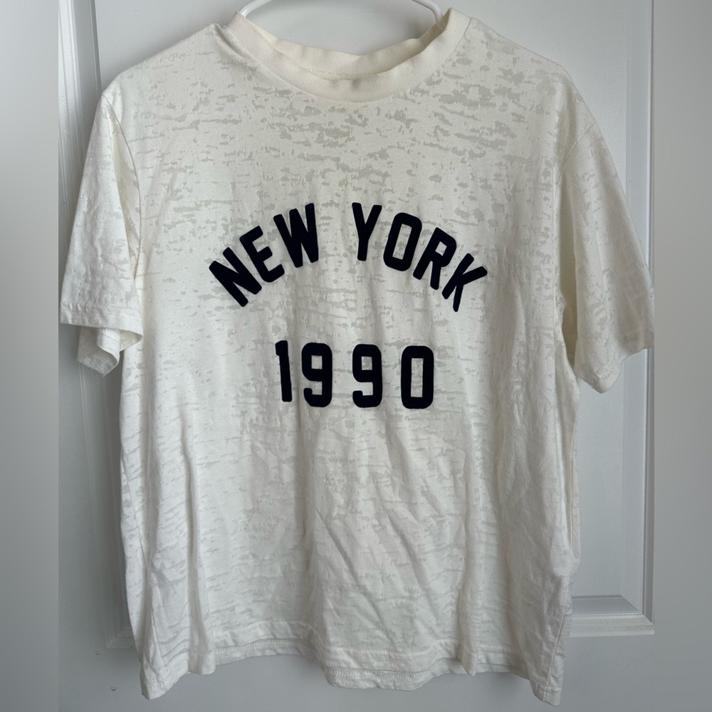 JCrew White Graphic Tee with New York 1990 Print